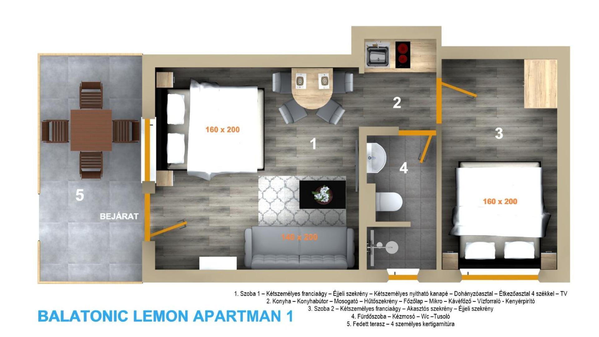 Balatonic Lemon Apartmanhaz Siófok Pokoj fotografie